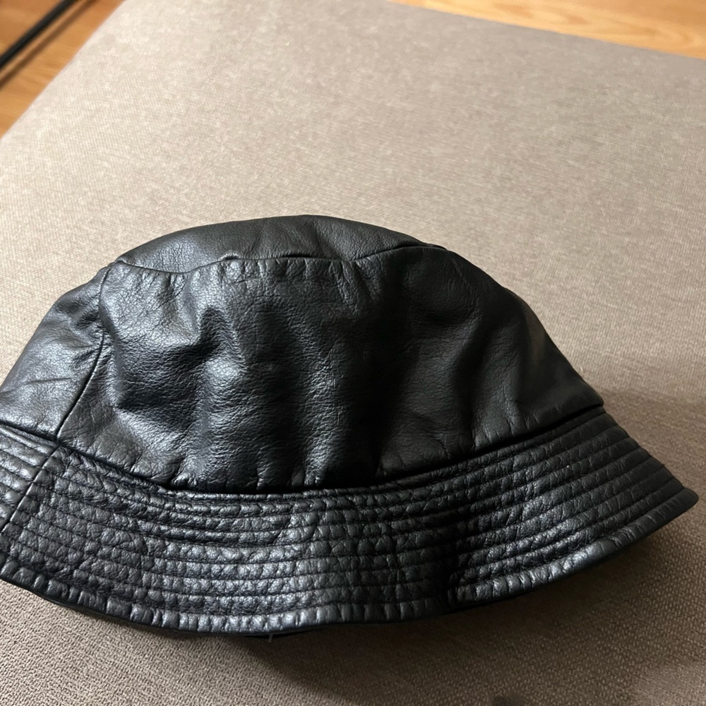 Vintage leather bucket hat